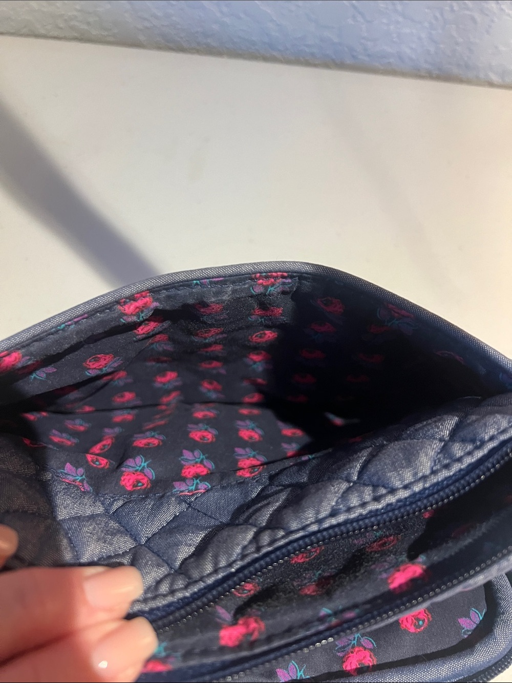 Vera Bradley Little Hipster Quilted Crossbody Shoulder Bag in Navy Denim - Picture 7 of 9